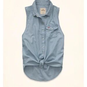 Hollister Chambray/denim button down tank